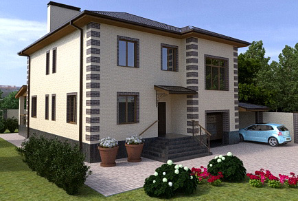 Проект двухэтажного частного дома с гаражом общей площадью 206 м²